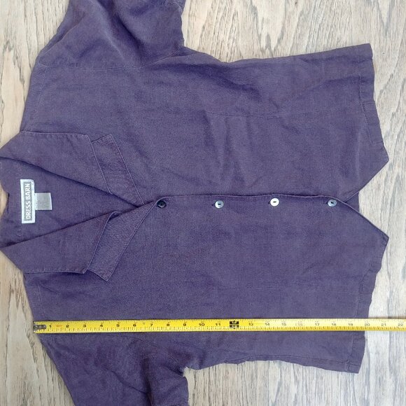 Vintage 75% silk 25% linen collar shell button down purple top blouse Medium - Picture 5 of 12